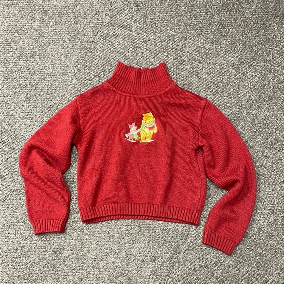 Disney Other - The Disney Store Vintage Red Mockneck Turtleneck Sweater Pooh Christmas Medium